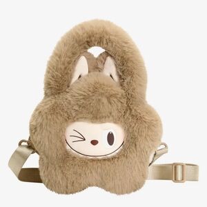 Labubu Classic Series Plush Flower Shoulder Cross Body Bag - Brown